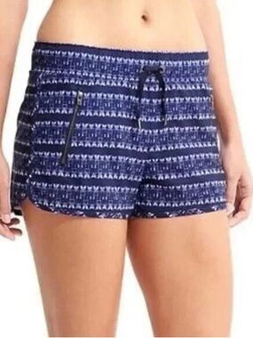 Athleta Navy Blue Patterned Drawstring Shorts
